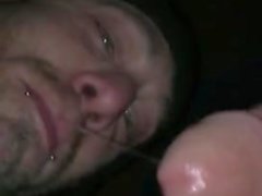 Slow motion cumming in the mouth