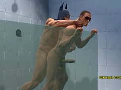 Robin and Batman's hot steamy shower sc