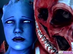 Blue Mass Effect Babe von Alien Dick gefickt
