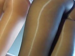 2 азиатов блестящие Платино Нога , Фут & Upskirt Tease HD