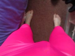 My new guêtres brillants pink slips et culottes satin violet.