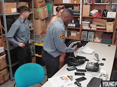 YoungPerps - Cute Boy Caught Stealing Cell Phones Gets Fucked By Two Guards