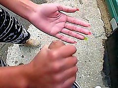 Two hot girls gets fucked in public