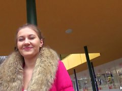 Hot Eurobabe drilled in public for money