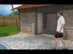 Foxy 3D cartoon redhead getting fucked by the pool