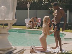 MARISKAX Tina gets fucked poolside by a big black cock