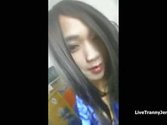 Chinese crossdresser masturbation