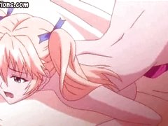 Anime pleasuring med rosa färg dildon