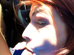 german skinny redhead teen blowjob in car public