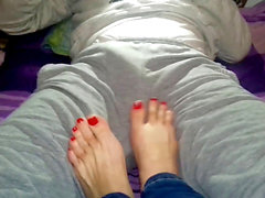 Jeans footjob, toejob, roleplay footjob