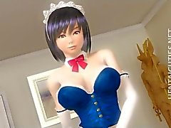 3D di domestica Hentai porno viene scopata e il sborrata