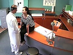 Doctor fucks patient at reception in a fake hospital