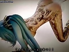 Hentai Heroine, Tatted y disfrutando de los ángulos