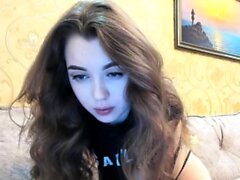 Söt Curly Brunette Solo Webcam Masturbation