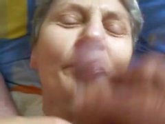 Cum on grannies lips