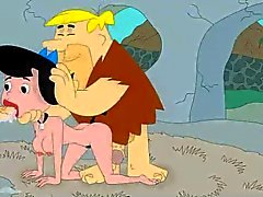 Fred et de Barney baiser Betty Les Pierrafeu dans porno film de bande dessinée