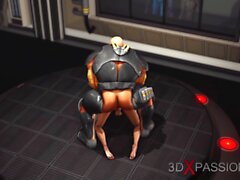 Secrets de la superficie 51. Sci-fi Android joue avec une fille chaude dans le laboratoire