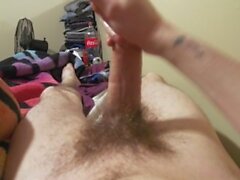 Jerking my cock cause bf wouldn't get up and suck it