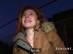 Czech redhead banged in car in public