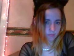 Beautiful Amateur GF in Cat Suit Talks on Cam