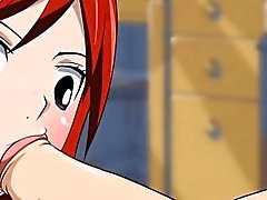 Fairy Tail XXX parody - Erza gives a dream blowjob